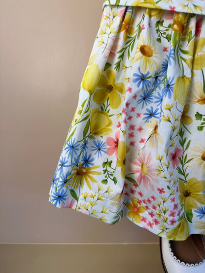 Conjunto Infantil Estampa Floral Blusa Ombro á Ombro Com Babado e Saia - Animê