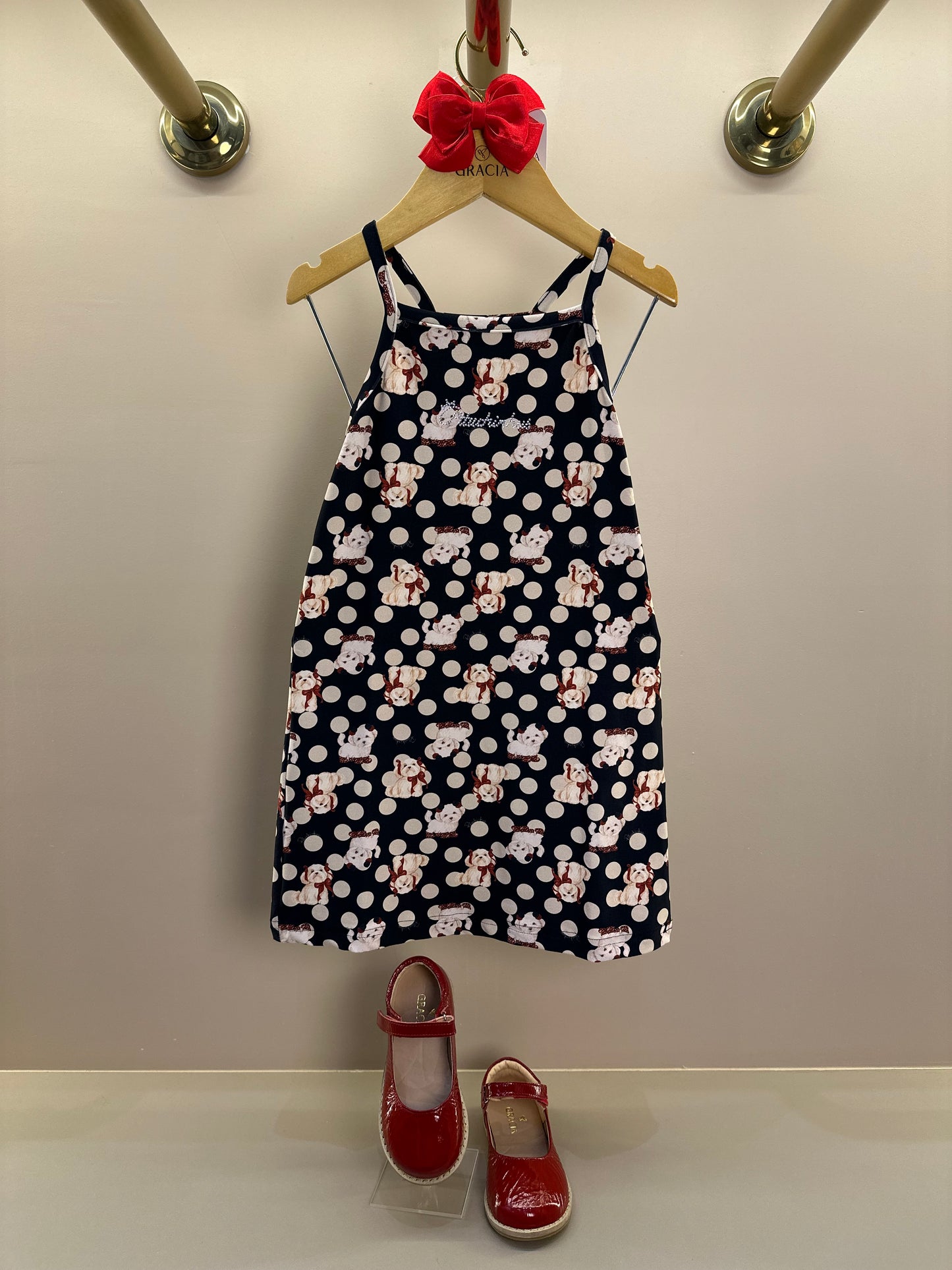 Vestido Infantil Tule Babados Poá Cachorrinhos - Pituchinhus