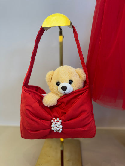 Vestido Infantil Festa Babados, Laço & Tule Vermelho - Pituchinhus