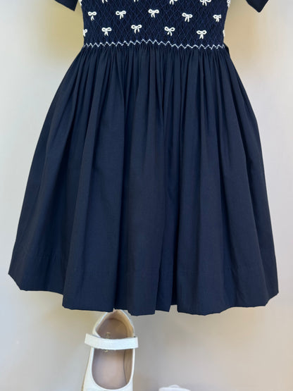 Vestido Infantil Clássico Algodão Lacinho Marinho - Gracia