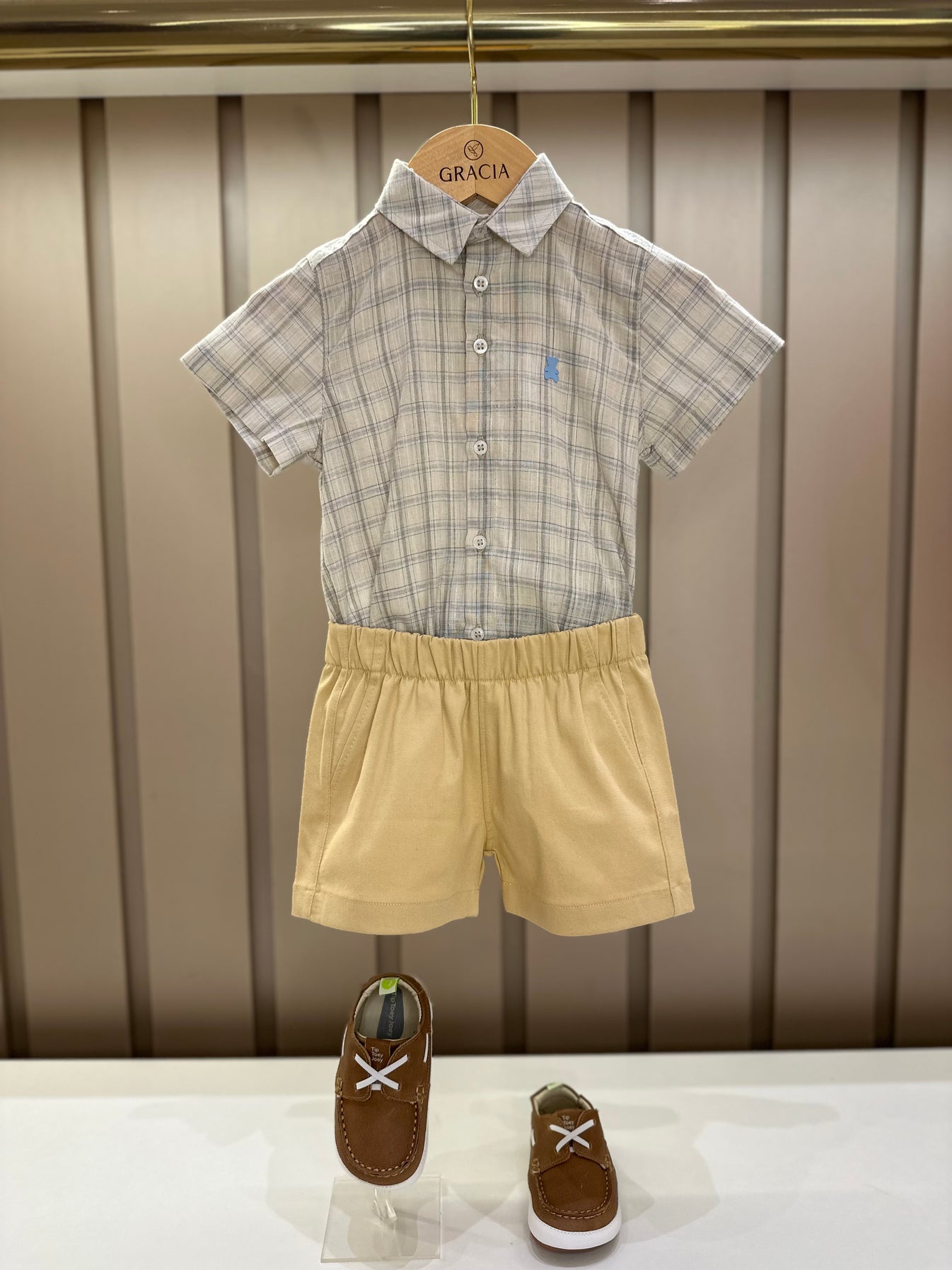 Camisa-body Bebê Algodão Xadrez Linho - Dame
