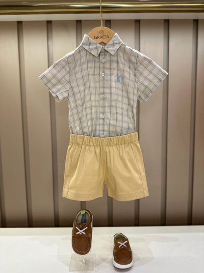 Camisa-body Bebê Algodão Xadrez Linho - Dame