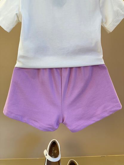Conjunto Infantil Blusa Estampa Bolsa Transversal e Shorts Cós Elástico Franzido- Momi