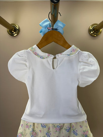 Conjunto Infantil Blusa Strass e Shorts Amarelo Estampa Florais - Petit Cherie