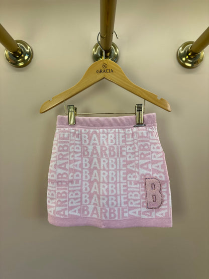 Saia Infantil Tricot Jacquard Barbie Patches Sugar Rose- Pituchinhus