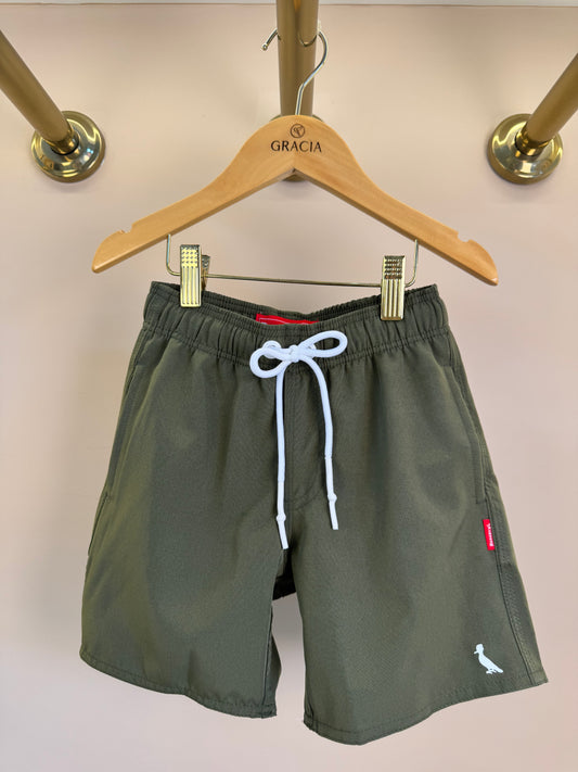 Shorts Infantil Praia Liso Basic Verde Militar - Reserva Mini