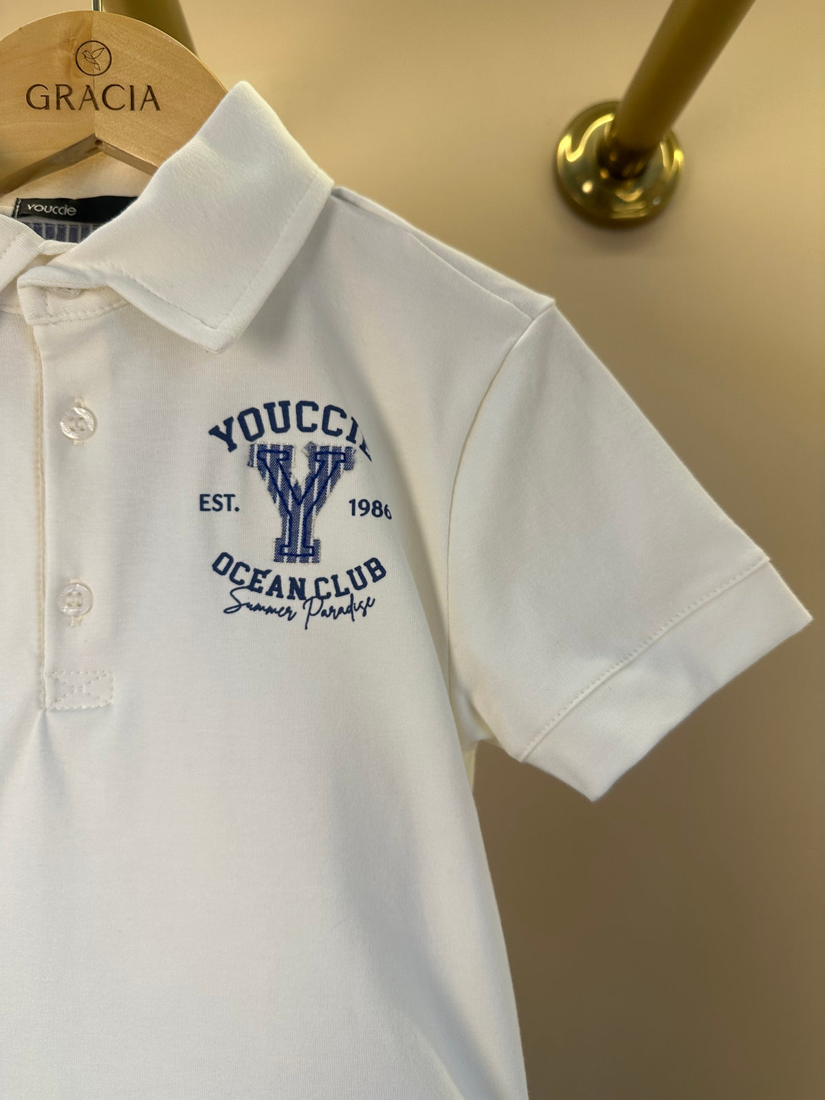 Conjunto Infantil Polo Gola Clássica e Bermuda Listrada