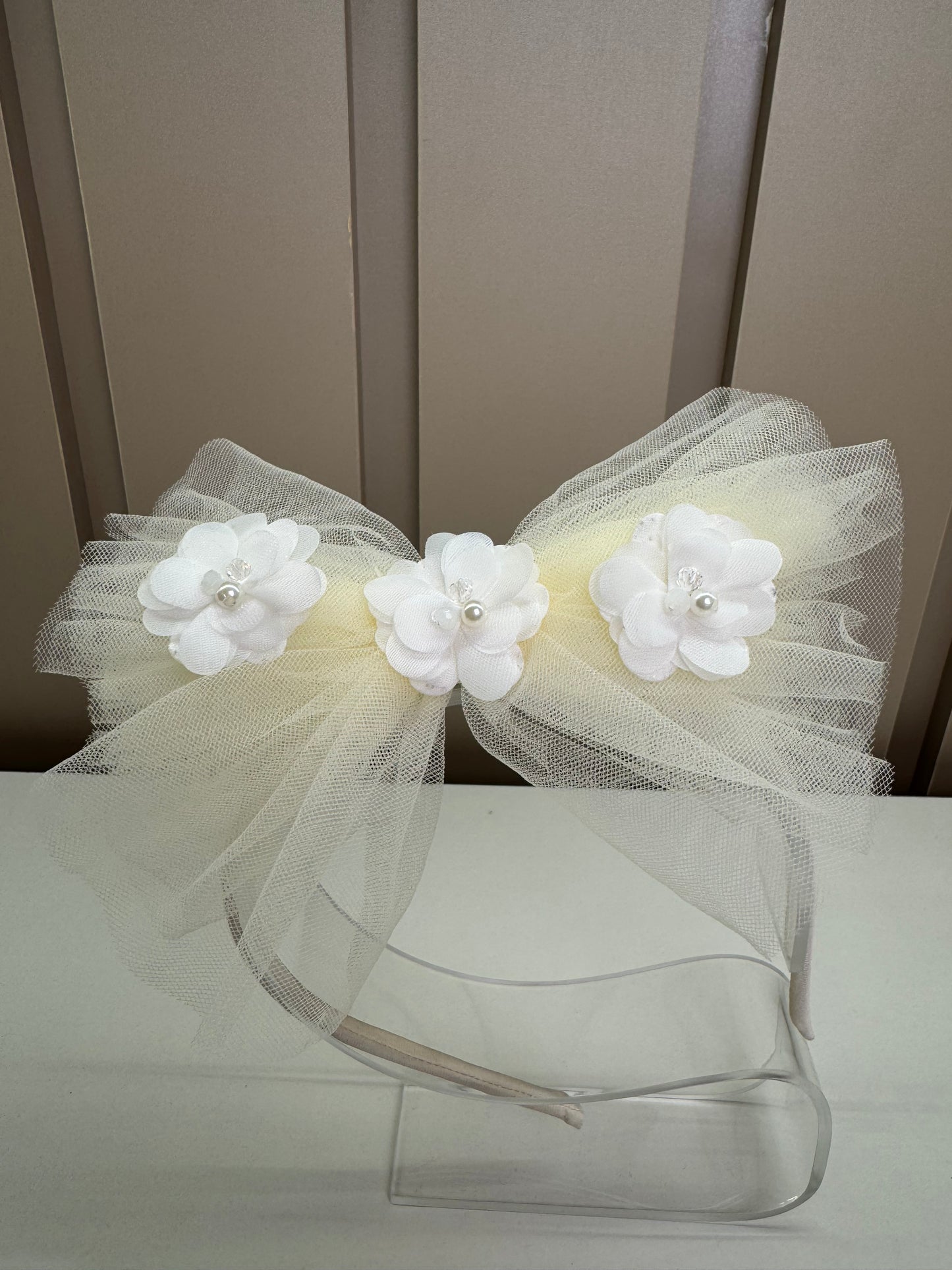 Tiara Infantil com Laço Bege - Petit Cherie