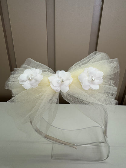 Tiara Infantil com Laço Bege - Petit Cherie