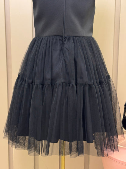 Vestido Infantil Alfaiataria Tule Strass Preto - Petit Cherie