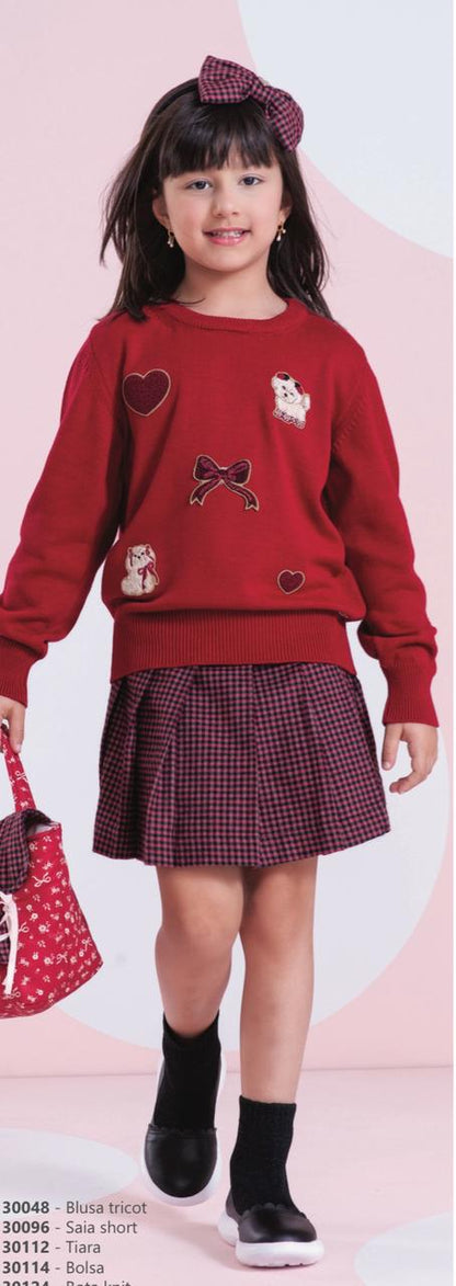 Saia-shorts Infantil Xadrez Pregas - Pituchinhus