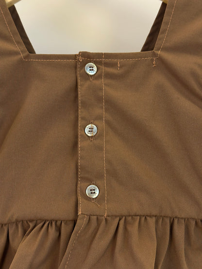 Conjunto Infantil Blusa e Shorts  Sarja Bordado Manual Marrom - Luluzinha