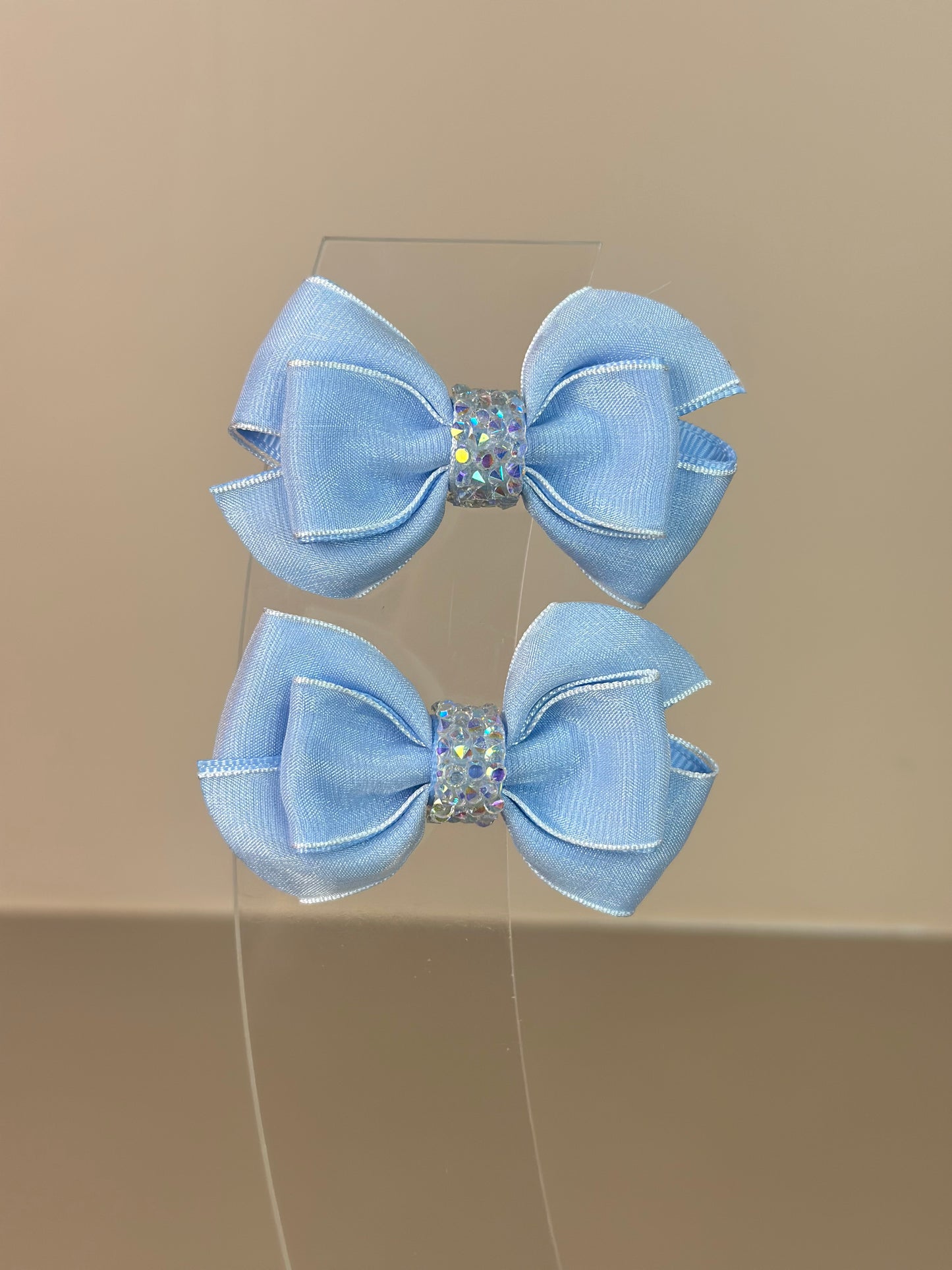 Laço Infantil Special Shine Organza Azul Claro Parzinho P - Gracia