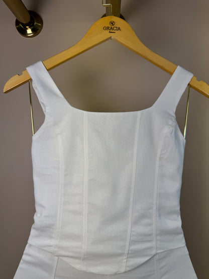 Conjunto Teen Alças Largas e Shorts Off White - Vanilla Cream