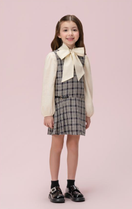 Vestido Infantil Alfaiataria Xadrez com Strass - Petit Cherie