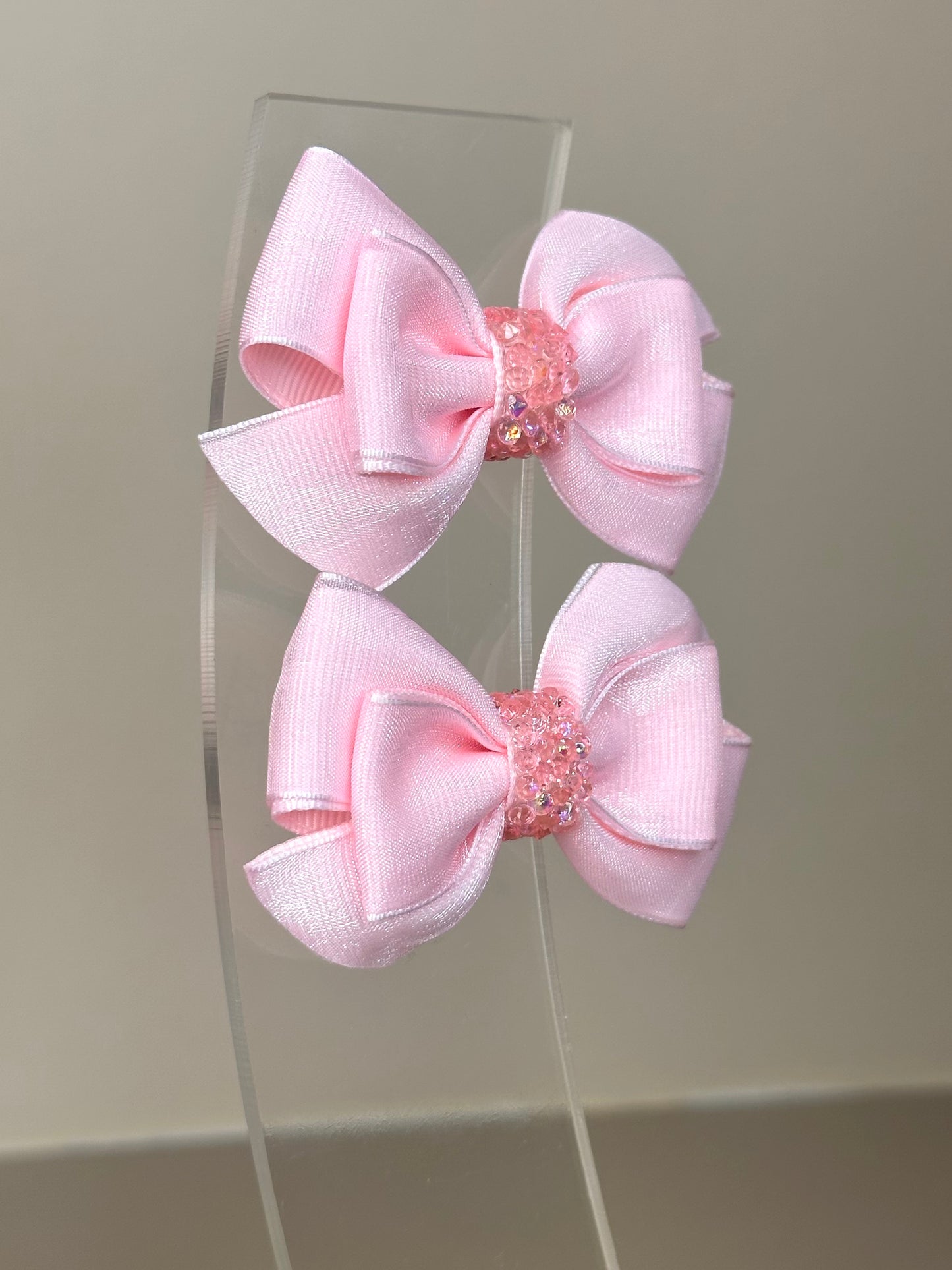 Laço Special Shine Organza Rosa Claro Parzinho P - Gracia