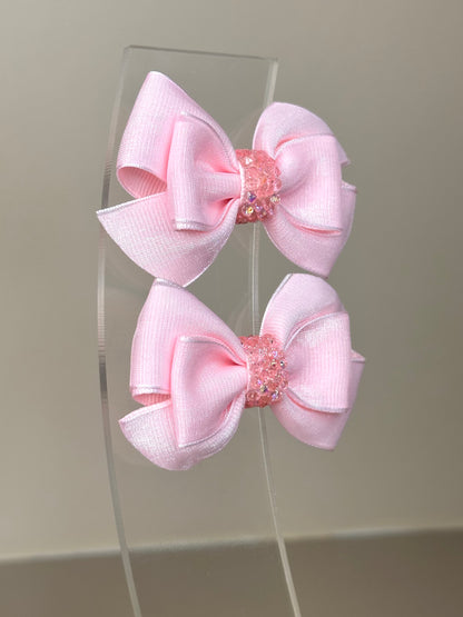 Laço Special Shine Organza Rosa Claro Parzinho P - Gracia