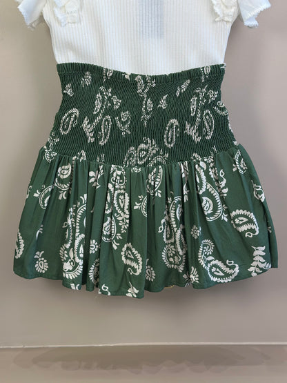 Conjunto Teen Blusa Babados Mangas Voil e Saia Viscose Verde Oliva - Two In