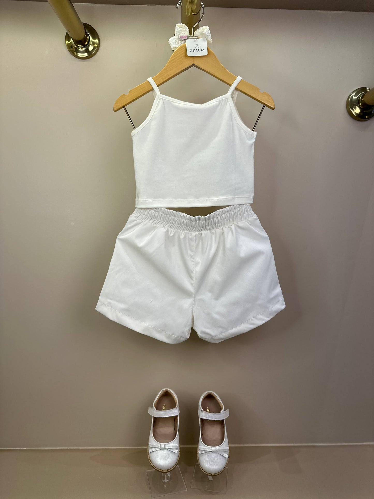 Conjunto Infantil Camisa Laise 3D com Barrado e Shorts Alfaiataria - Luluzinha
