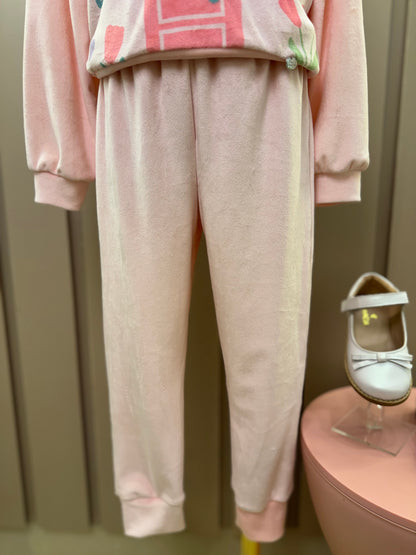 Conjunto Infantil Casaco e Calça Plush Casinha Floral - Mon Sucré