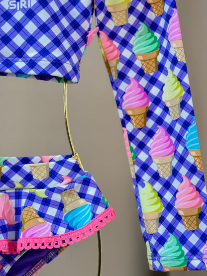 Biquíni Infantil Cropped ML Bianca Ice Cream - Siri Kids