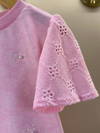 Vestido Infantil Rosa com Pérolas - Infanti