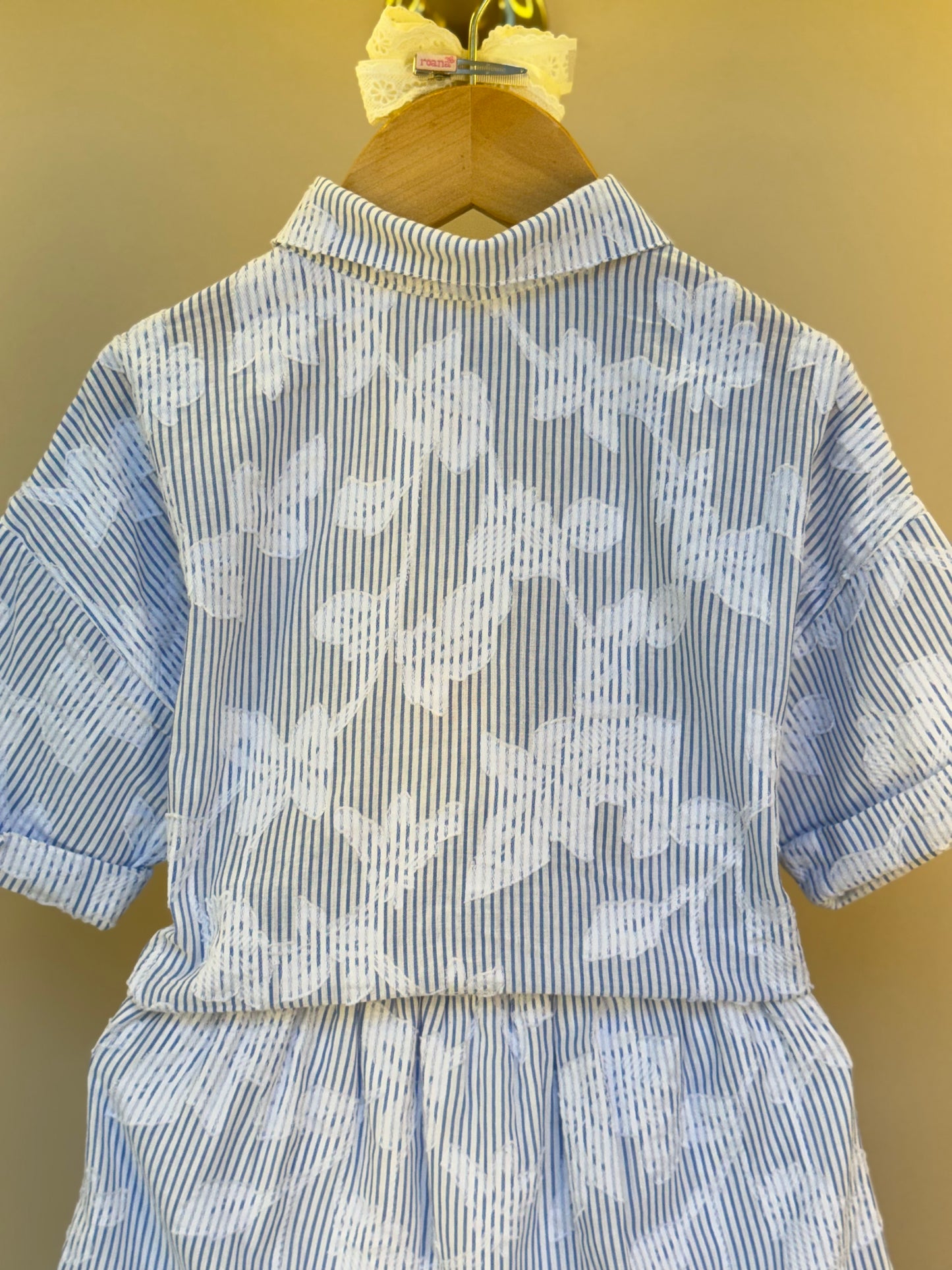 Conjunto Infantil Tricoline Camisa e Saia Short Azul Claro - Um Mais Um