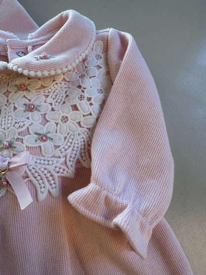 Saída de Maternidade de Algodão Luxo Rosa - Roana