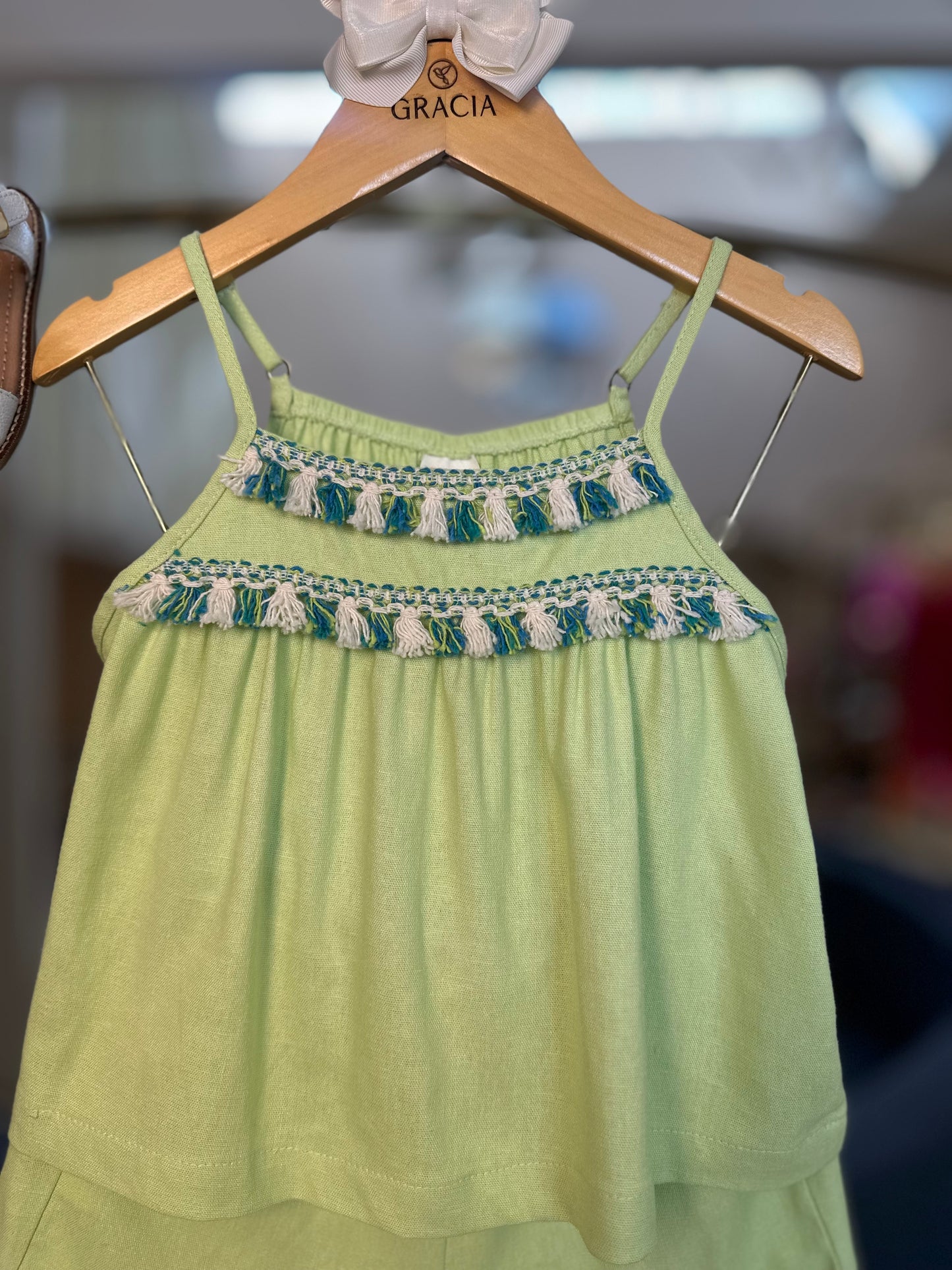 Conjunto Infantil de Linho Bata com Pala e Aviamento e Short Franzido - Beabá