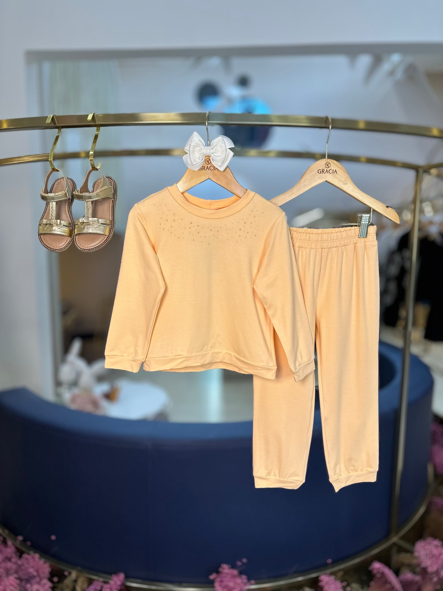 Conjunto Infantil Abrigo de Moletinho com Strass Pêssego - Beabá