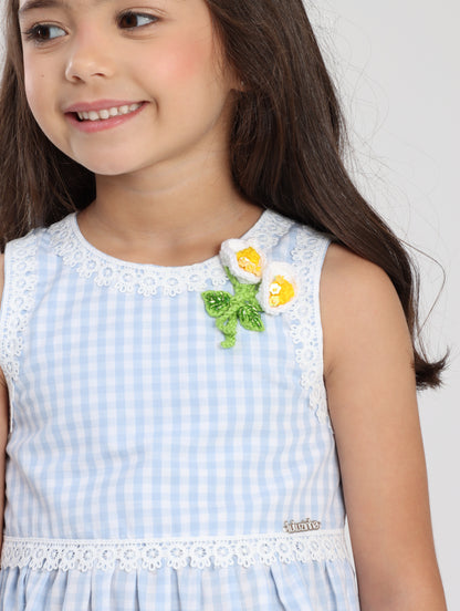 Vestido Infantil Clássico Flores de Crochê - Luluzinha