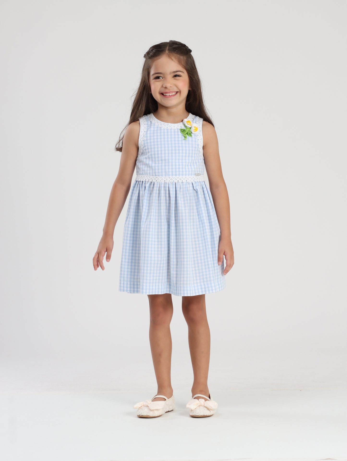 Vestido Infantil Clássico Flores de Crochê - Luluzinha