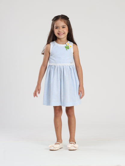 Vestido Infantil Clássico Flores de Crochê - Luluzinha