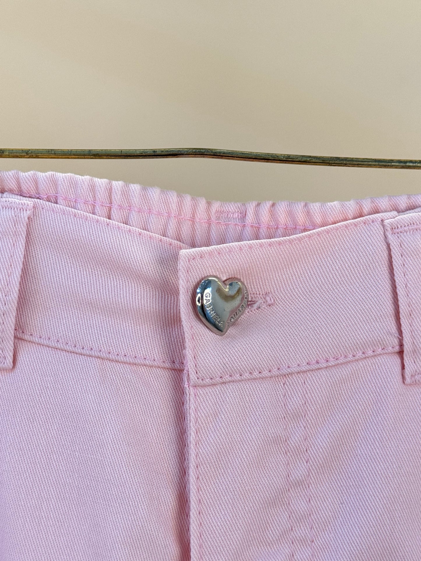 Calça Infantil Wide Sarja Rosa Lacinhos Laterais - Gabriela Aquarela