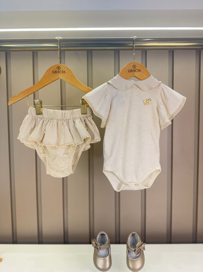 Conjunto Bebê Body Golinha e Calcinha Babado Pérola - Charpey