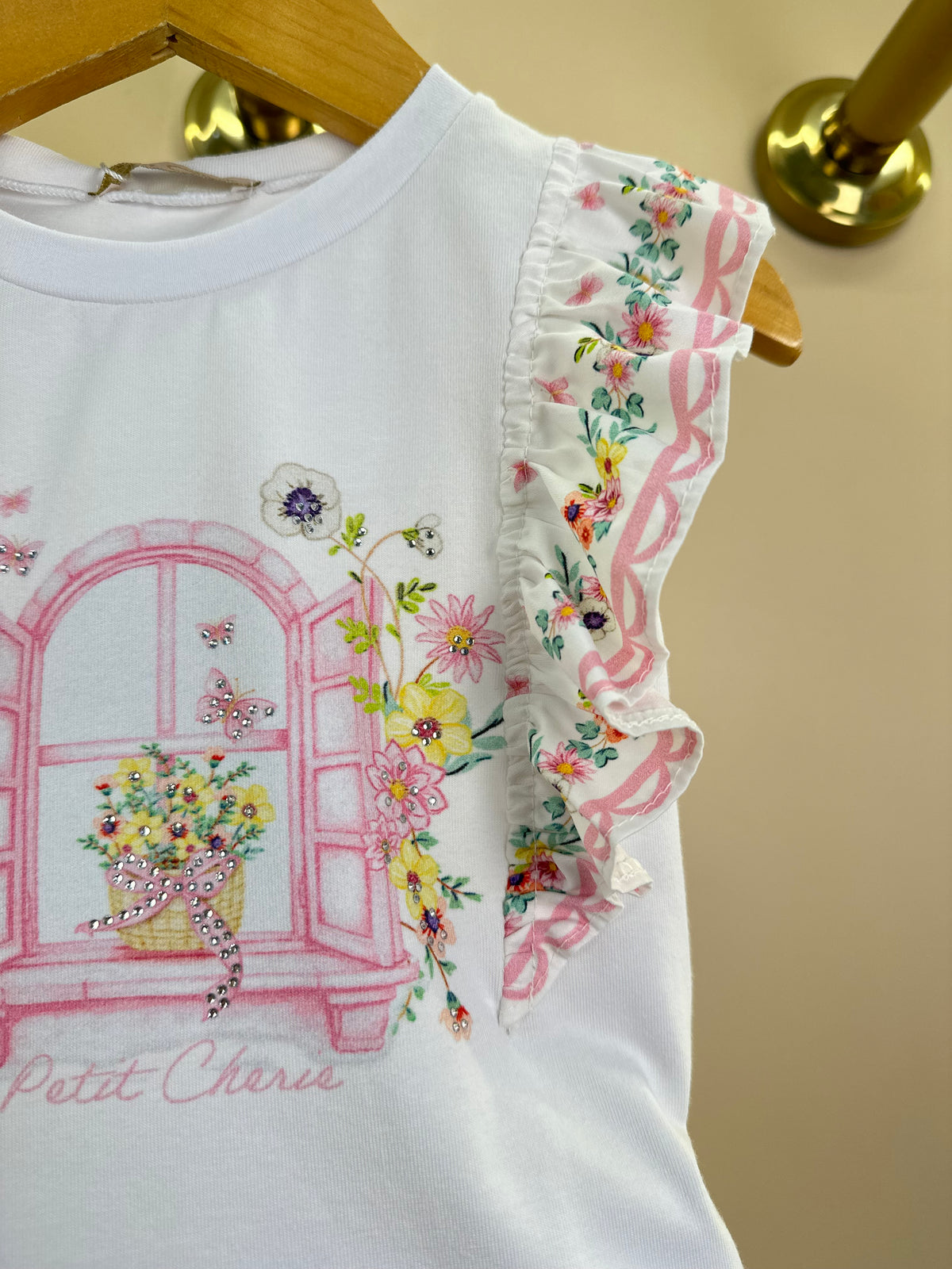 Conjunto Infantil Blusa Babadinho Florais e Shorts - Petit Cherie
