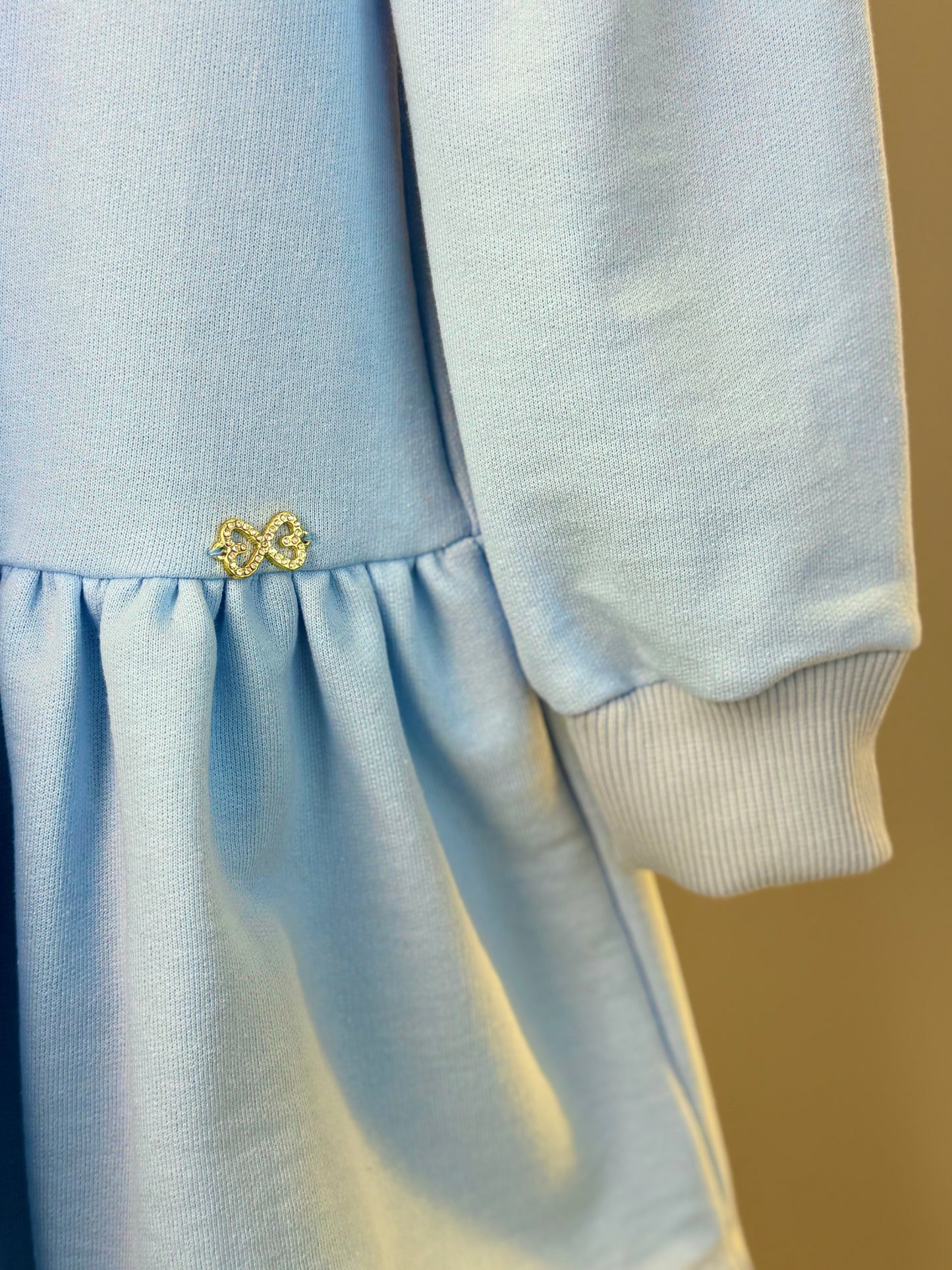 Vestido Infantil ML Babadinho Flores Bordados Azul - Luluzinha