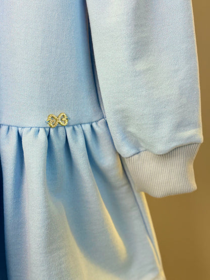 Vestido Infantil ML Babadinho Flores Bordados Azul - Luluzinha