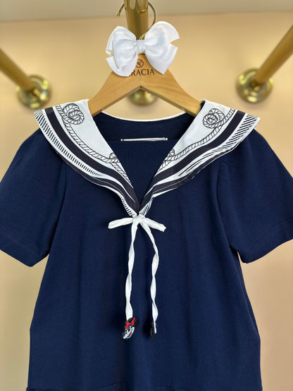 Vestido Infantil Minnie Lenço Navy Marinho - Animê