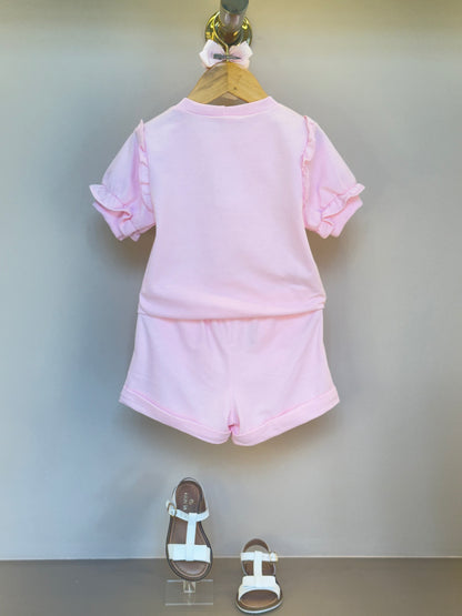Conjunto Infantil Blusa e Short Comfy com Ursinhos Rosa - Gabriela Aquarela