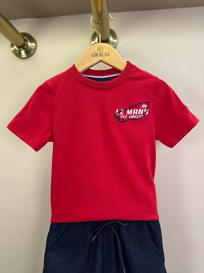 Conjunto Infantil Camiseta MC Le Mans e Bermuda Jeans - Youccie
