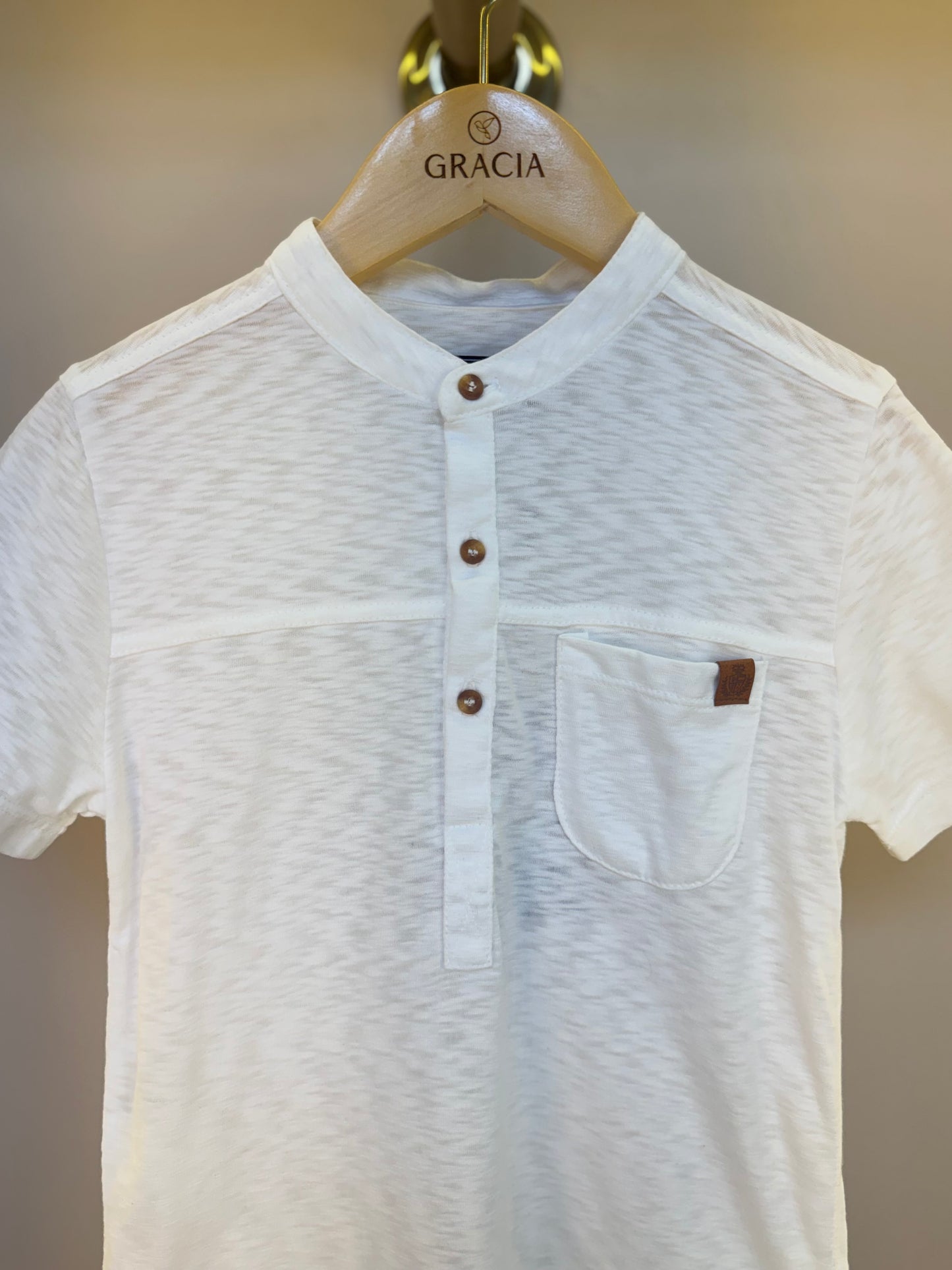 Camisa infantil flamê com gola padre - Dame