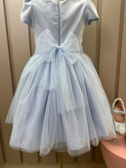 Vestido Infantil Festa Pelerine Bordada Azul - Petit Cherie