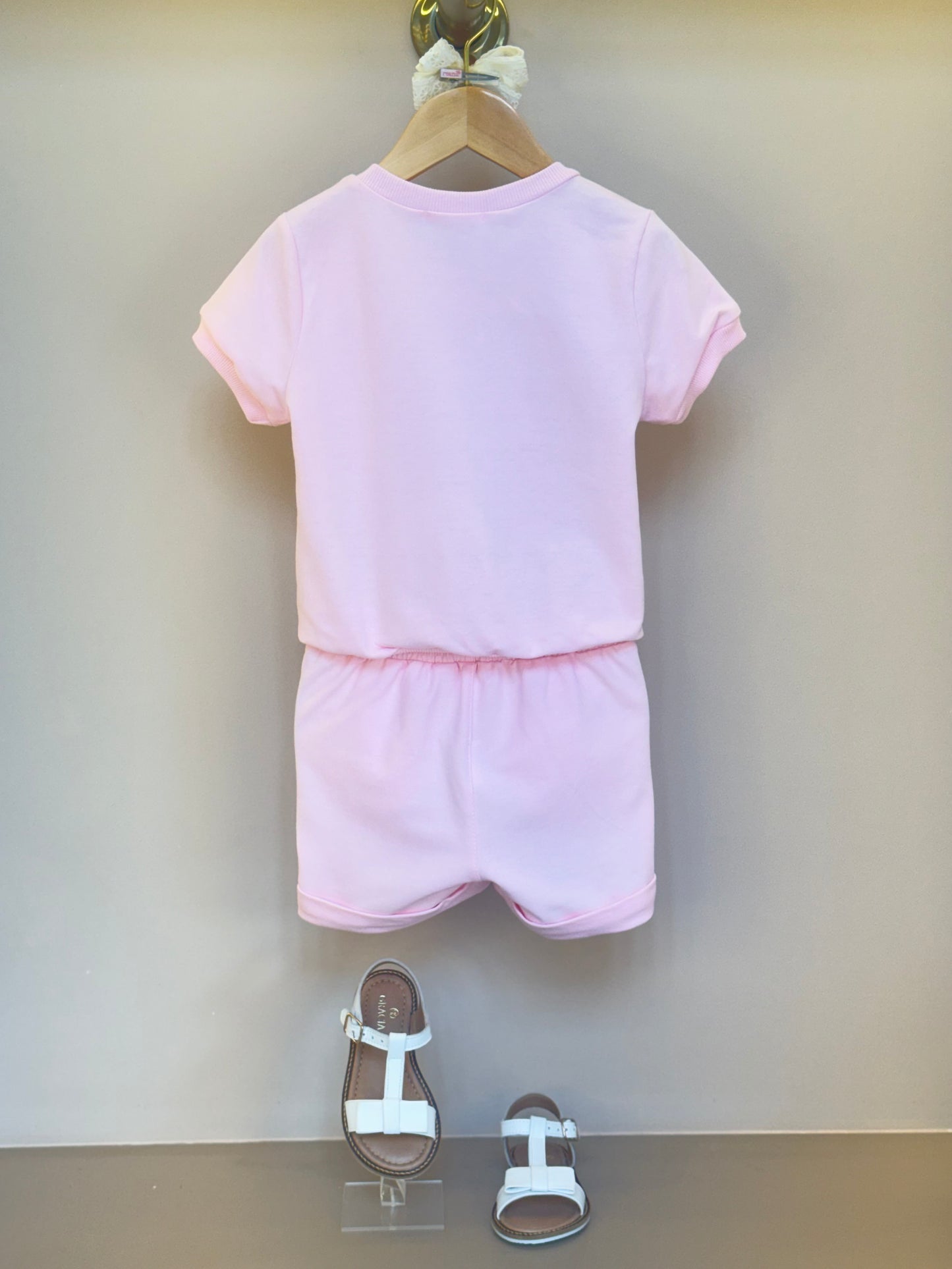 Conjunto Infantil Moletinho Comfy Blusa e Short Coelho 3D Rosa - Gabriela Aquarela