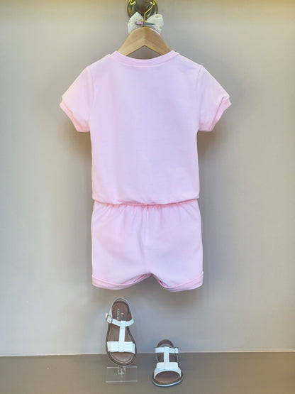Conjunto Infantil Moletinho Comfy Blusa e Short Coelho 3D Rosa - Gabriela Aquarela