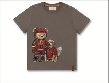 Camiseta Infantil MC Teddy Hockey Marrom - Dame PRÉ-VENDA
