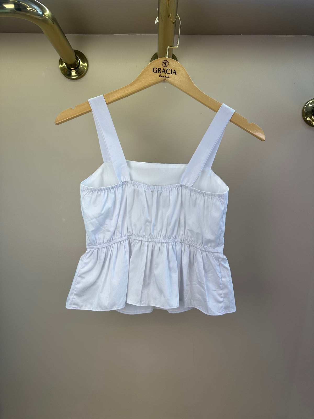 Blusa Teen Cropped Tricoline Peplum - Vanilla Cream