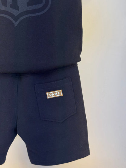 Conjunto Infantil Camiseta Algodão Jogador NFL e Bermuda Futebol NFL Preta - Dame