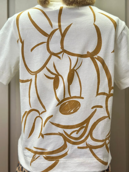 Conjunto Infantil Blusa Minnie Paisley Dourada e Calça Sarja Animal Print - Animê