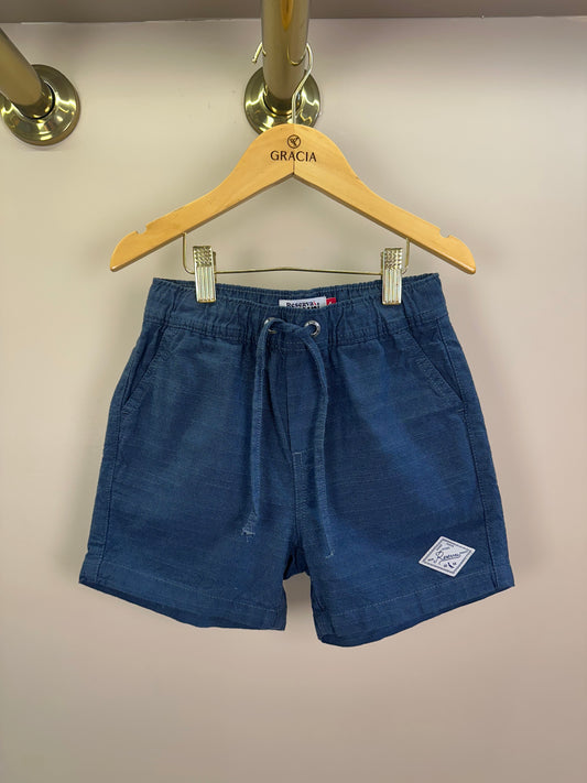 Bermuda Infantil Azul Marinho Cós Elástico e Cordão Ajustável - Reserva Mini